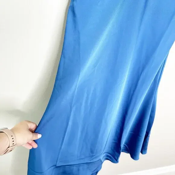 Sachin + Babi For Anthropologie Midi Dress Deep V-Neck Ruffle Blue Size 10P - Picture 6 of 12